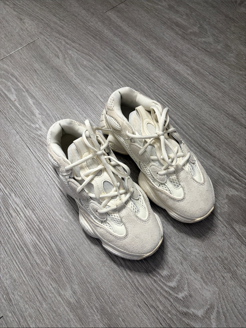 Yeezy 500 Cream/White Athletic Sneakers - Comfortable Lace-Up Shoes